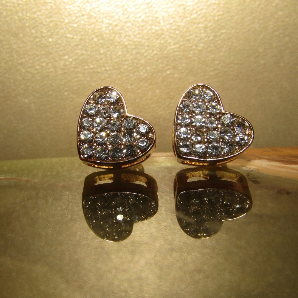 Gold Heart Stud Earrings